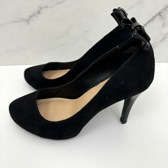 Torrid Womens Vegan Suede Pump Heels Size 8.5 Wide Dressy Bow Black - Picture 4 of 11